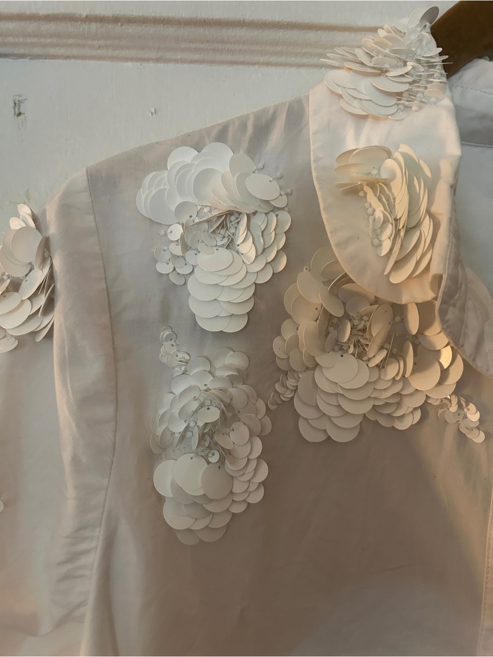 J. Crew White Sequin Floral Button-Up Shirt - Picture 3 of 4